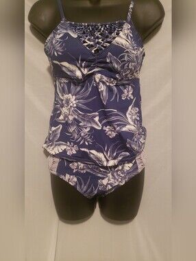 Ambrielle  Floral 2 Pc Tankini High Waist Slimming Sz Small Bathing Suit